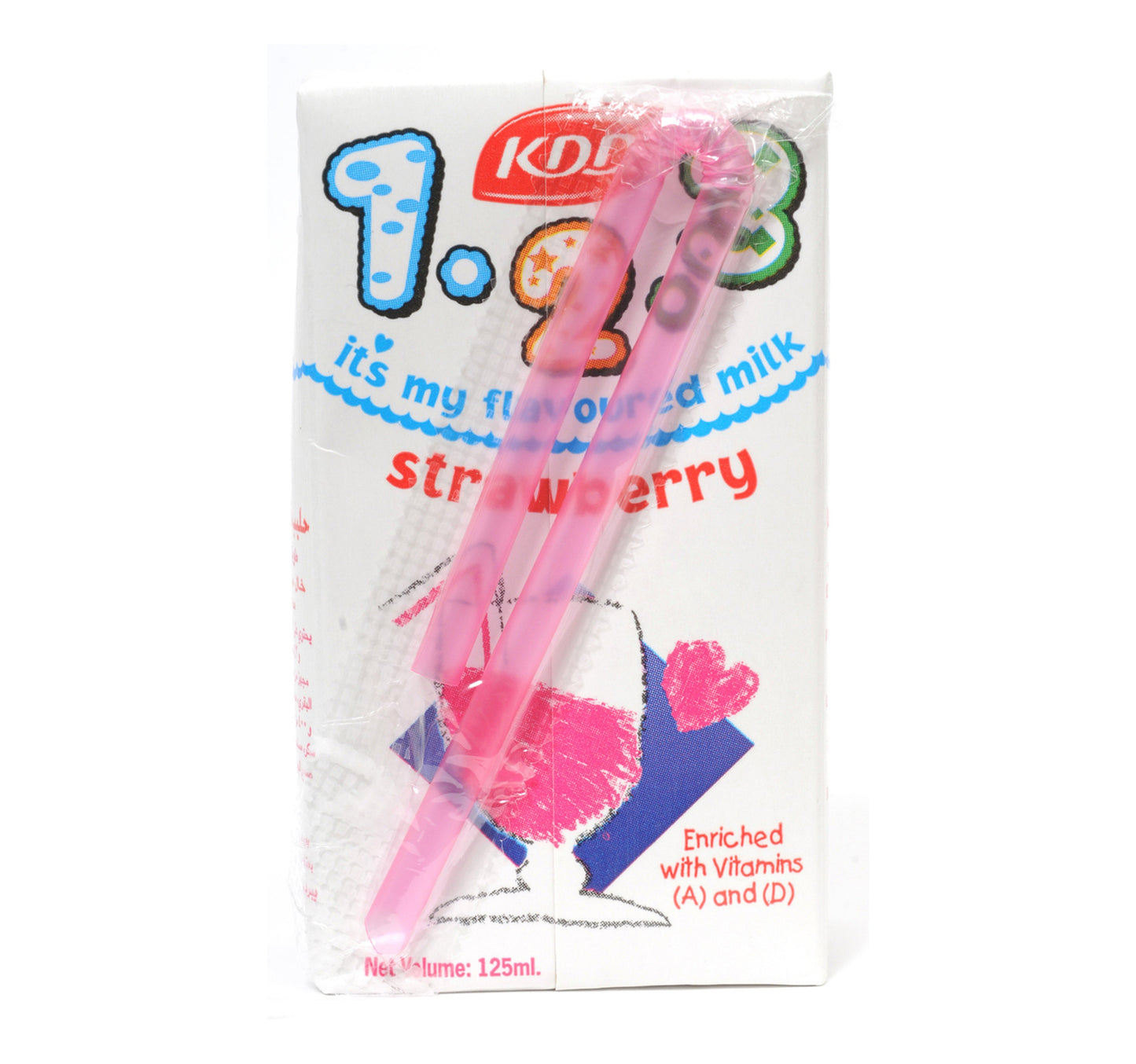 KDD 1-2-3 Strawberry Milk Long Life Low Fat 6 x 125 ml