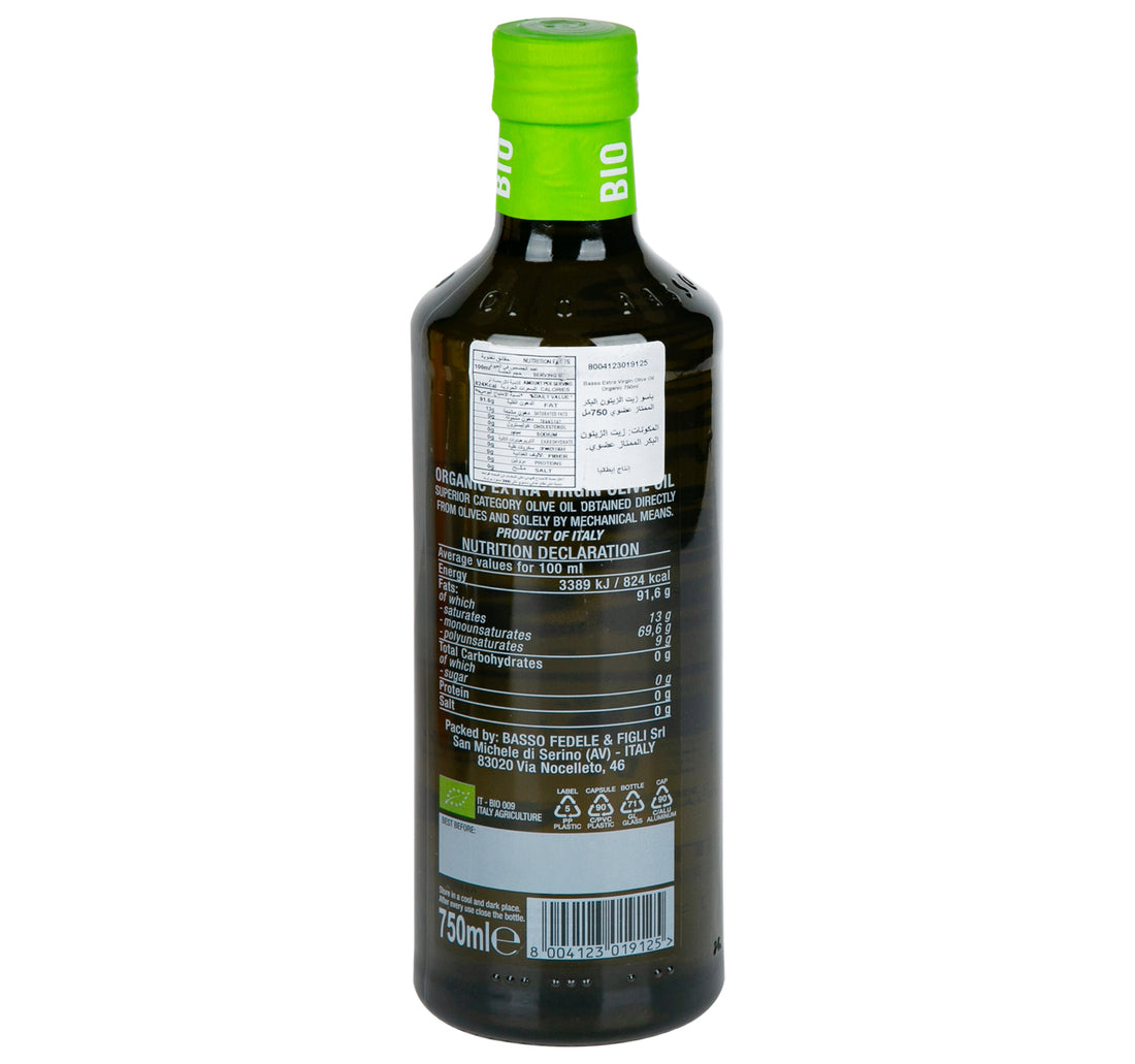 Basso Organic Extra Virgin Olive Oil 750 ml