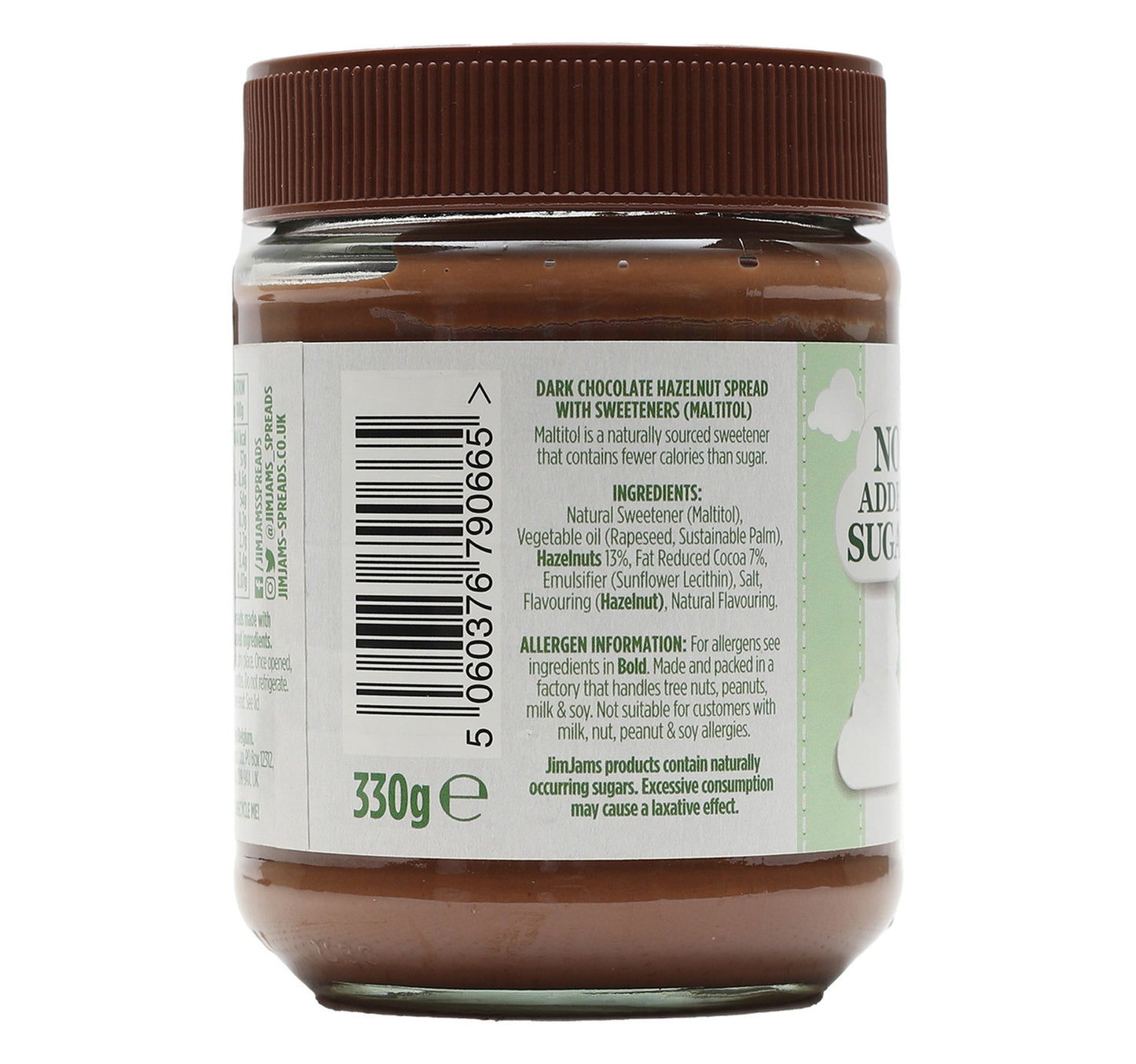 Jim Jams Dark Choco Hazelnut Spread No Added Sugar 330 g