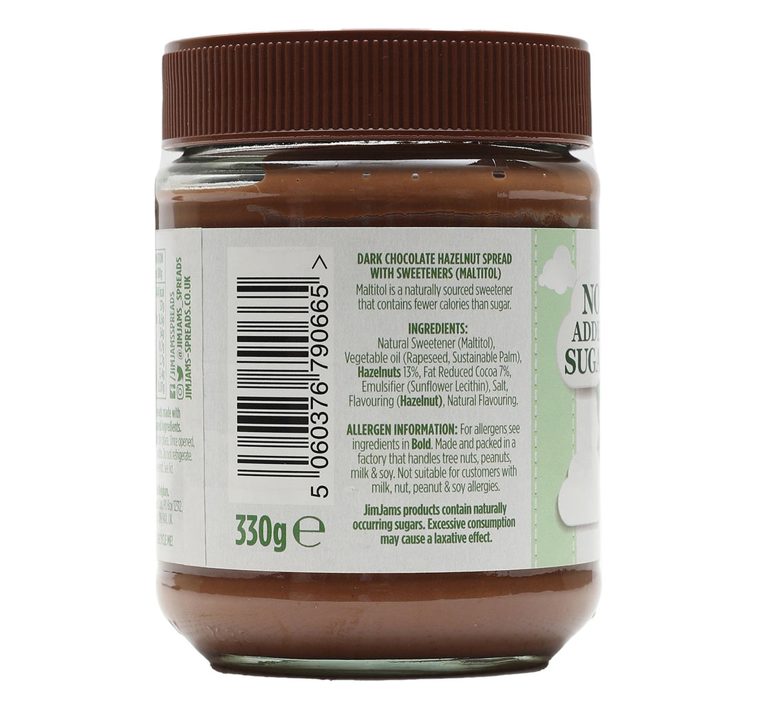 Jim Jams Dark Choco Hazelnut Spread No Added Sugar 330 g