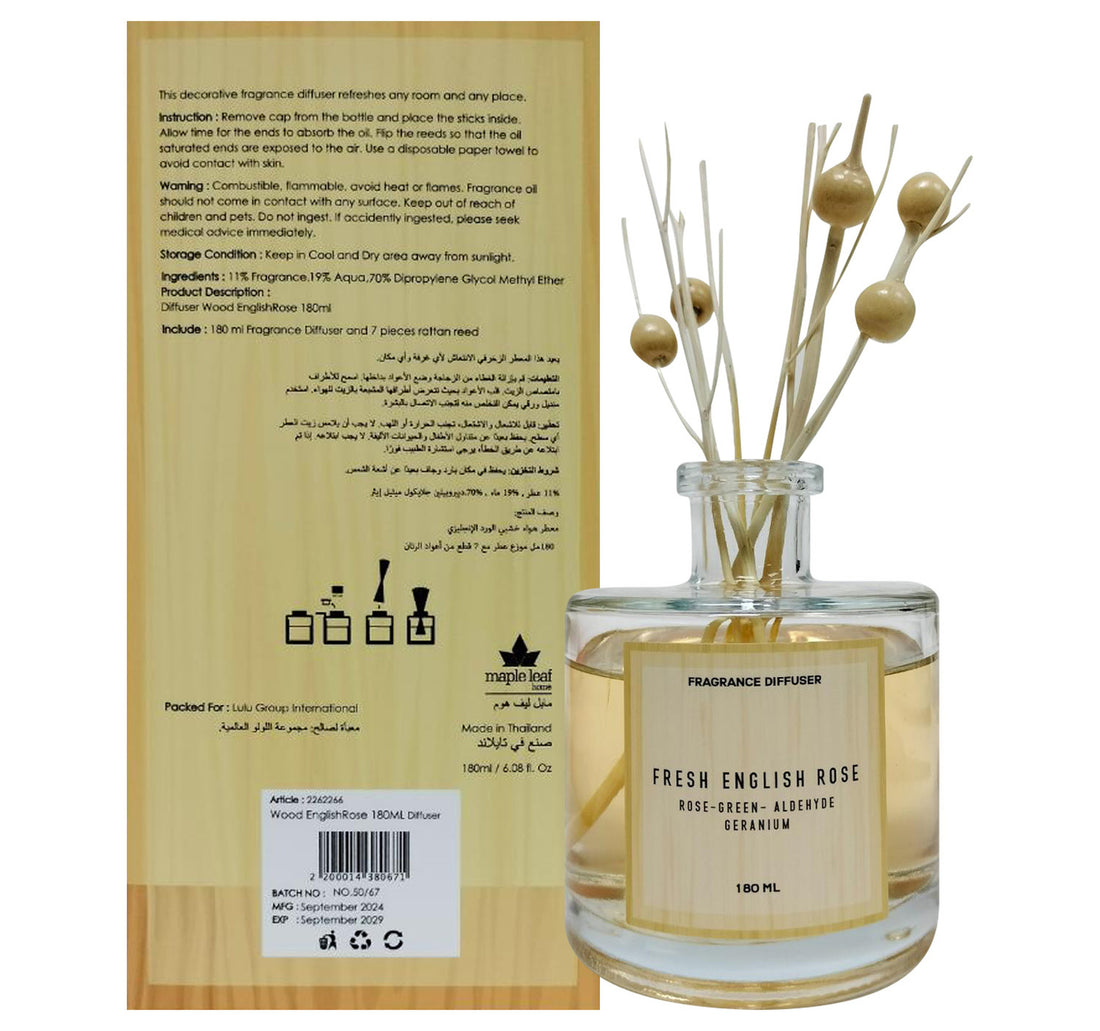 Maple Leaf Home English Rose Fragrance Oil Diffuser, 180 ml