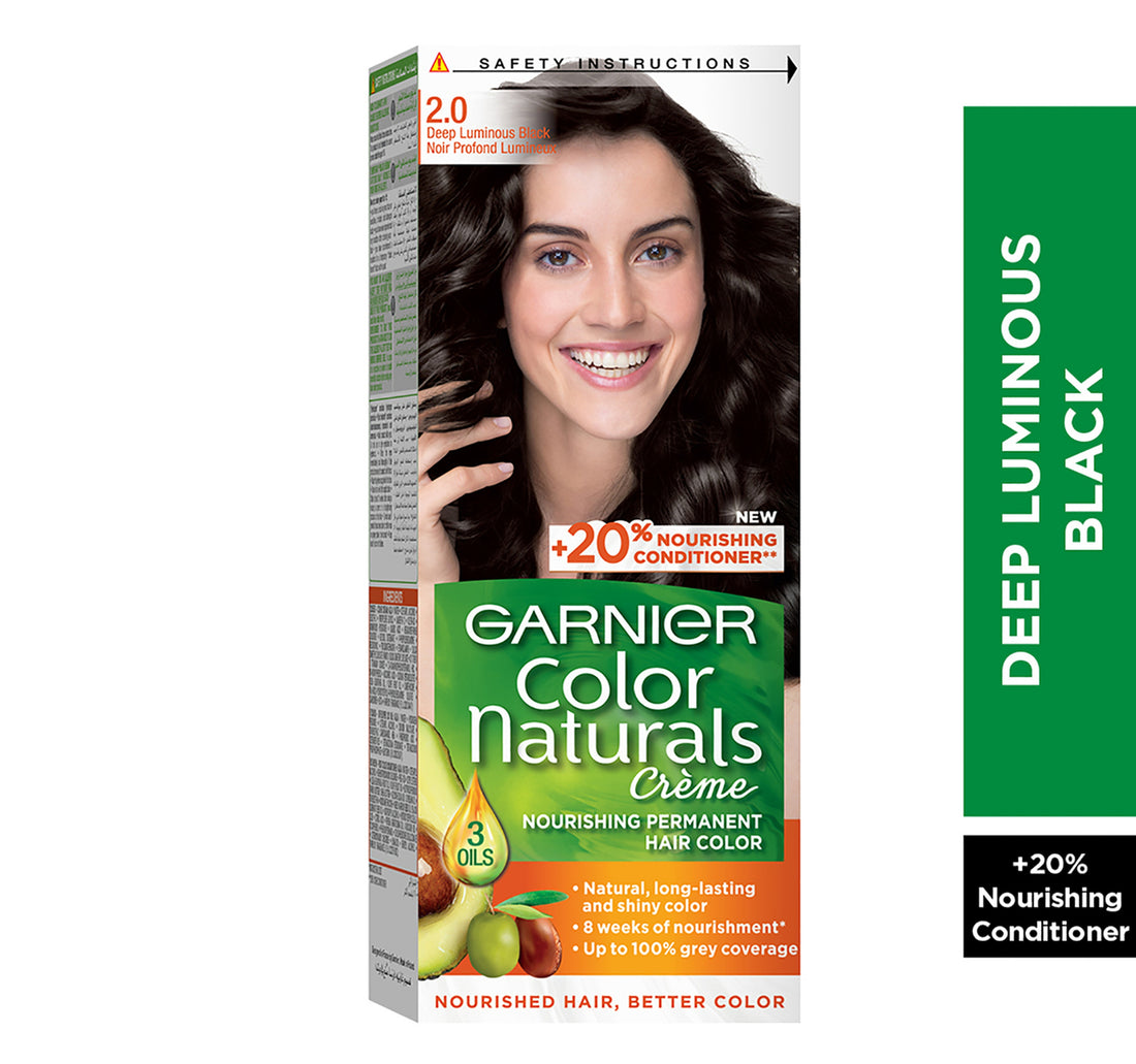 Garnier Color Naturals Creme Permanent Hair Color 2.0 Deep Luminous Black 1 pkt