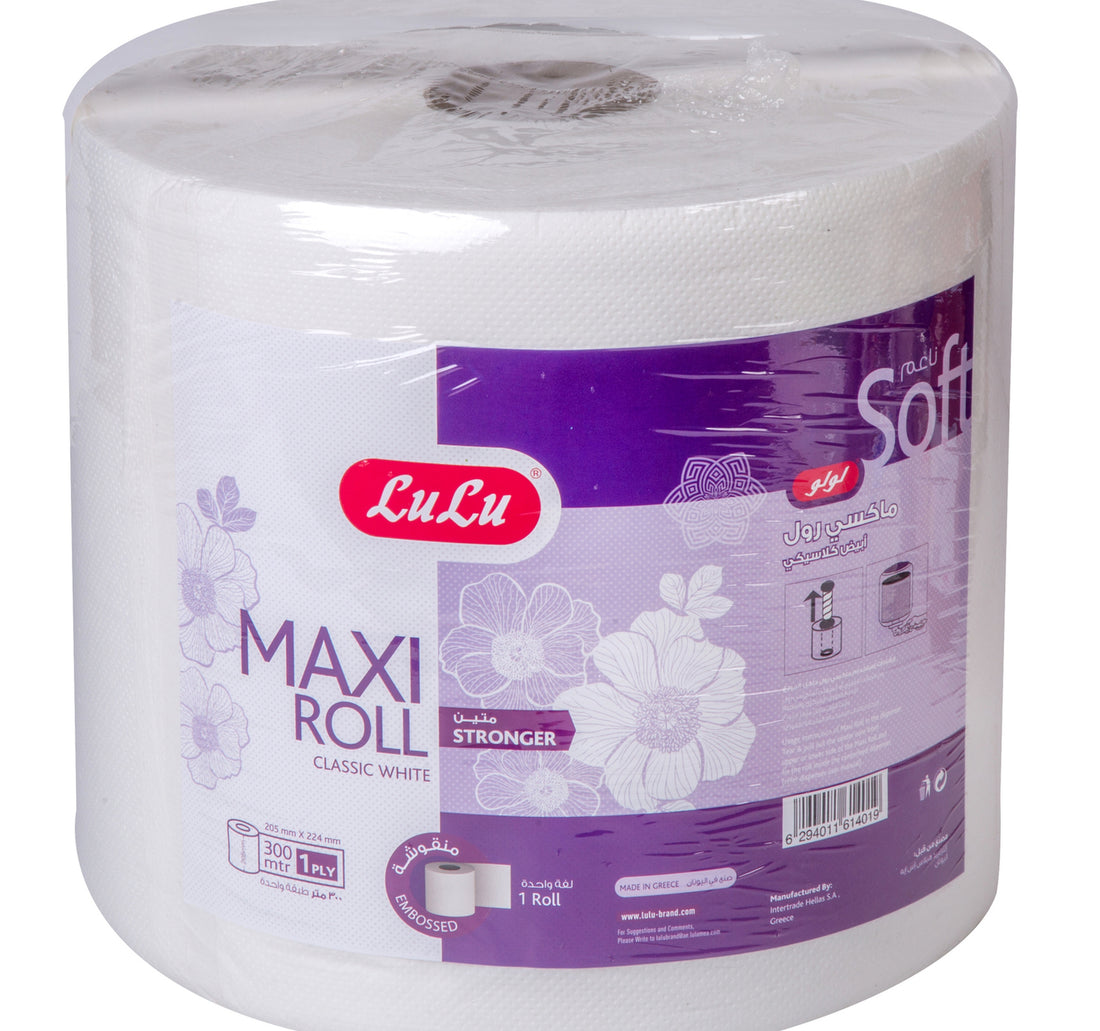 LuLu Embossed Classic White Soft Maxi Roll 1ply 300m 1 pc
