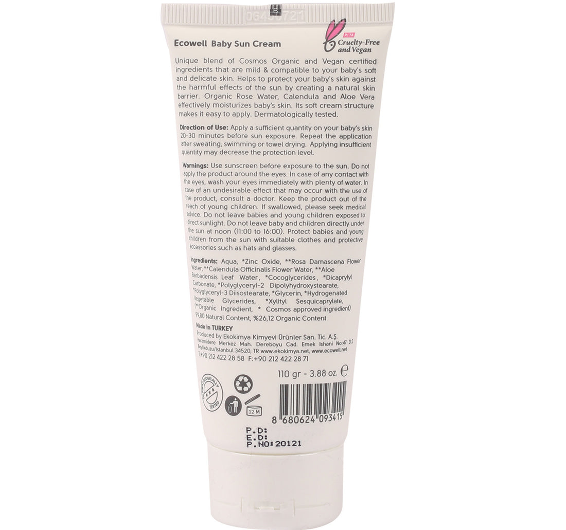 Ecowell Organic Baby Sun Cream SPF 50 110 g