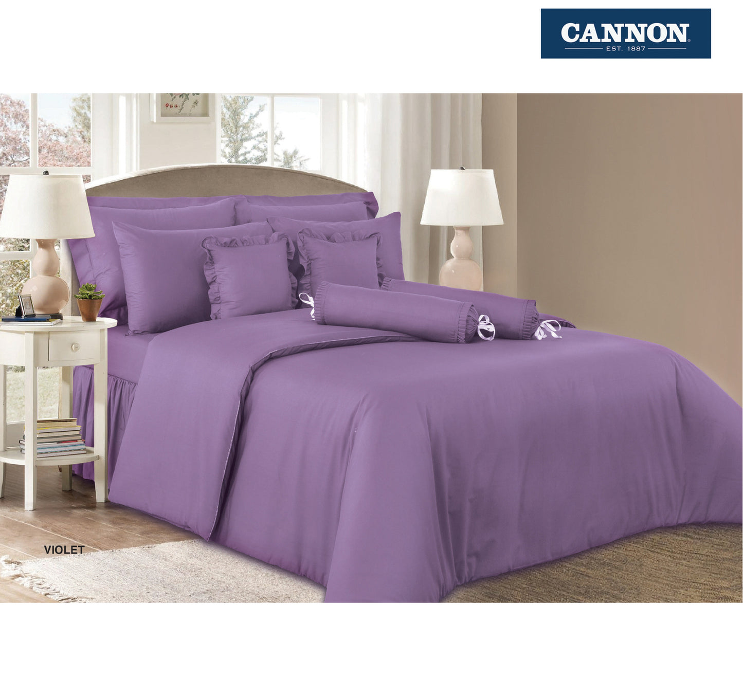 Cannon Fitted Sheet + Pillow Cover Plain Single Size 120x200cm Violet