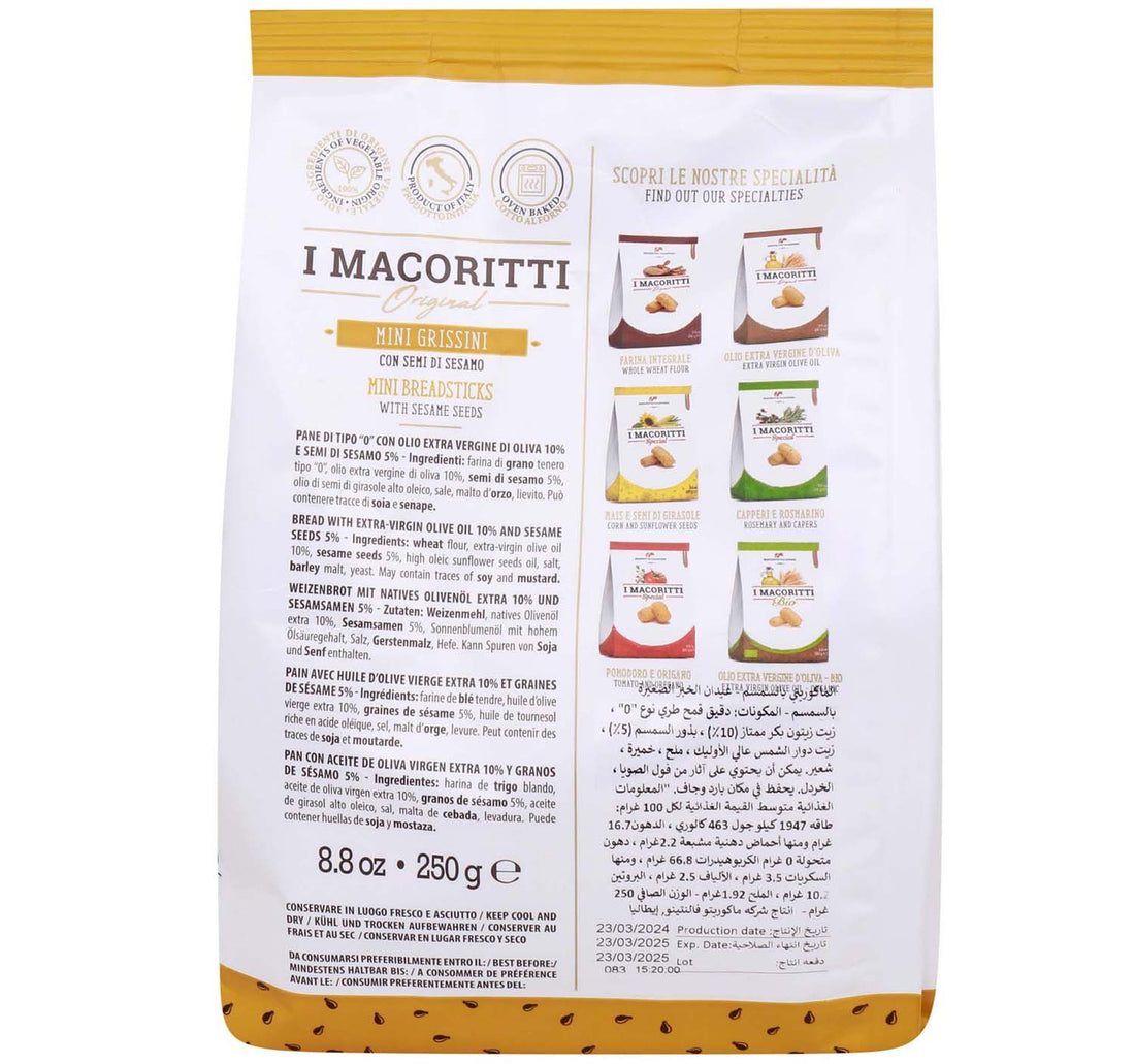 I Macoritti Mini Breadsticks Sesame Seed 250 g