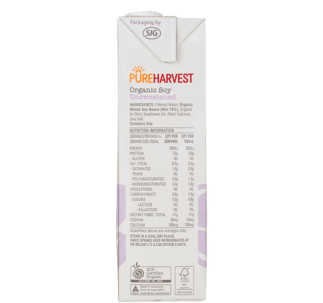 Pureharvest Unsweetened Organic Soy Milk 1 Litre
