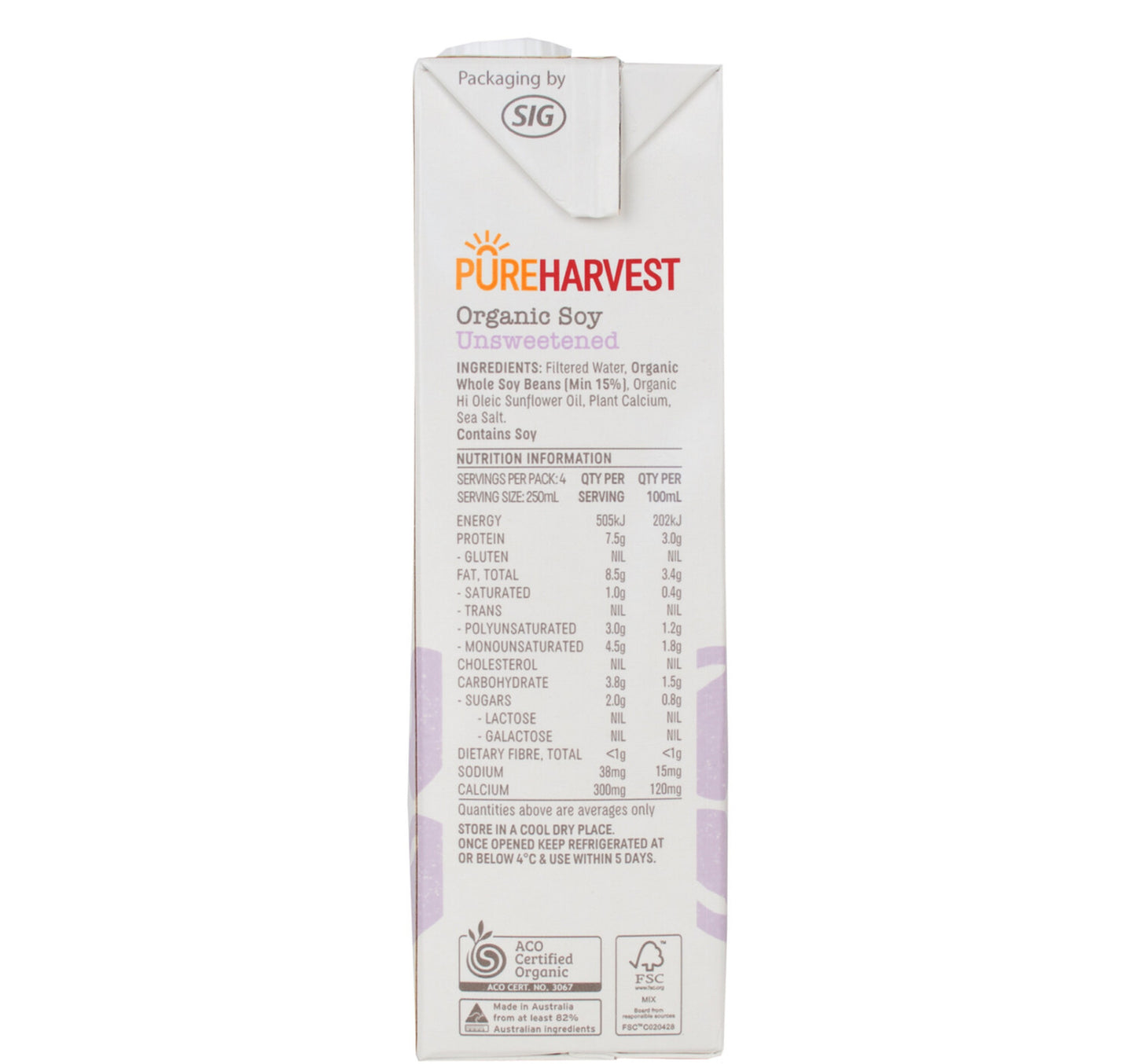 Pureharvest Unsweetened Organic Soy Milk 1 Litre
