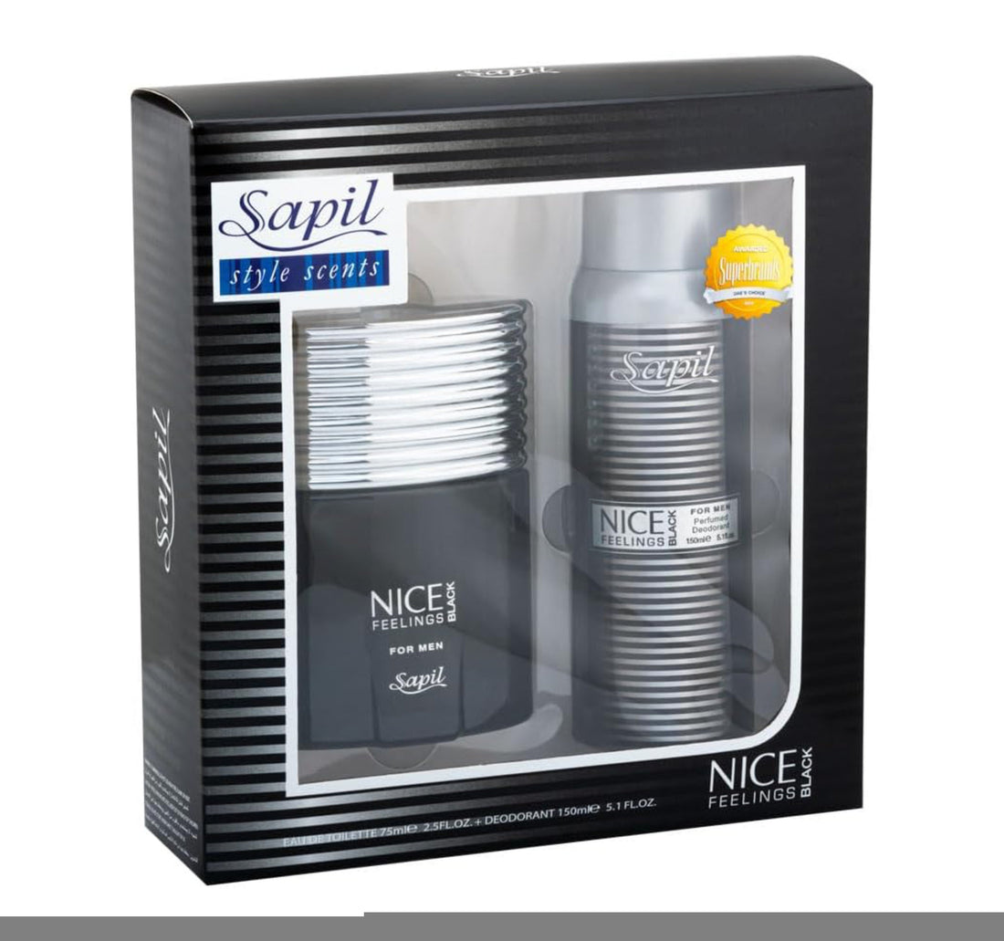Sapil Nice Feeling Black EDT for Men 75 ml + Deodorant Spray 150 ml