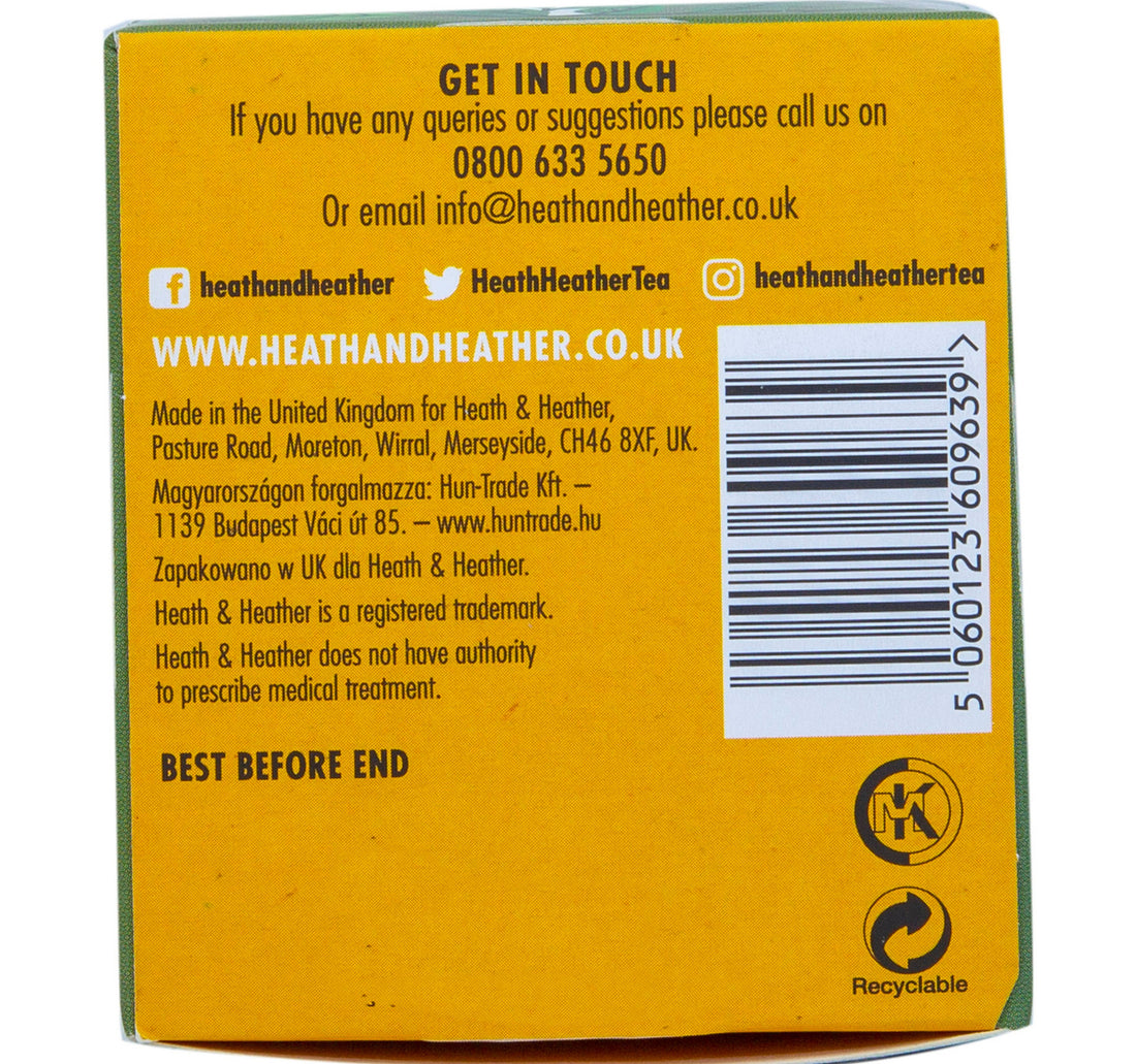 Heath & Heather Organic Green Tea With Manuka Honey Teabags 20pcs 40 g