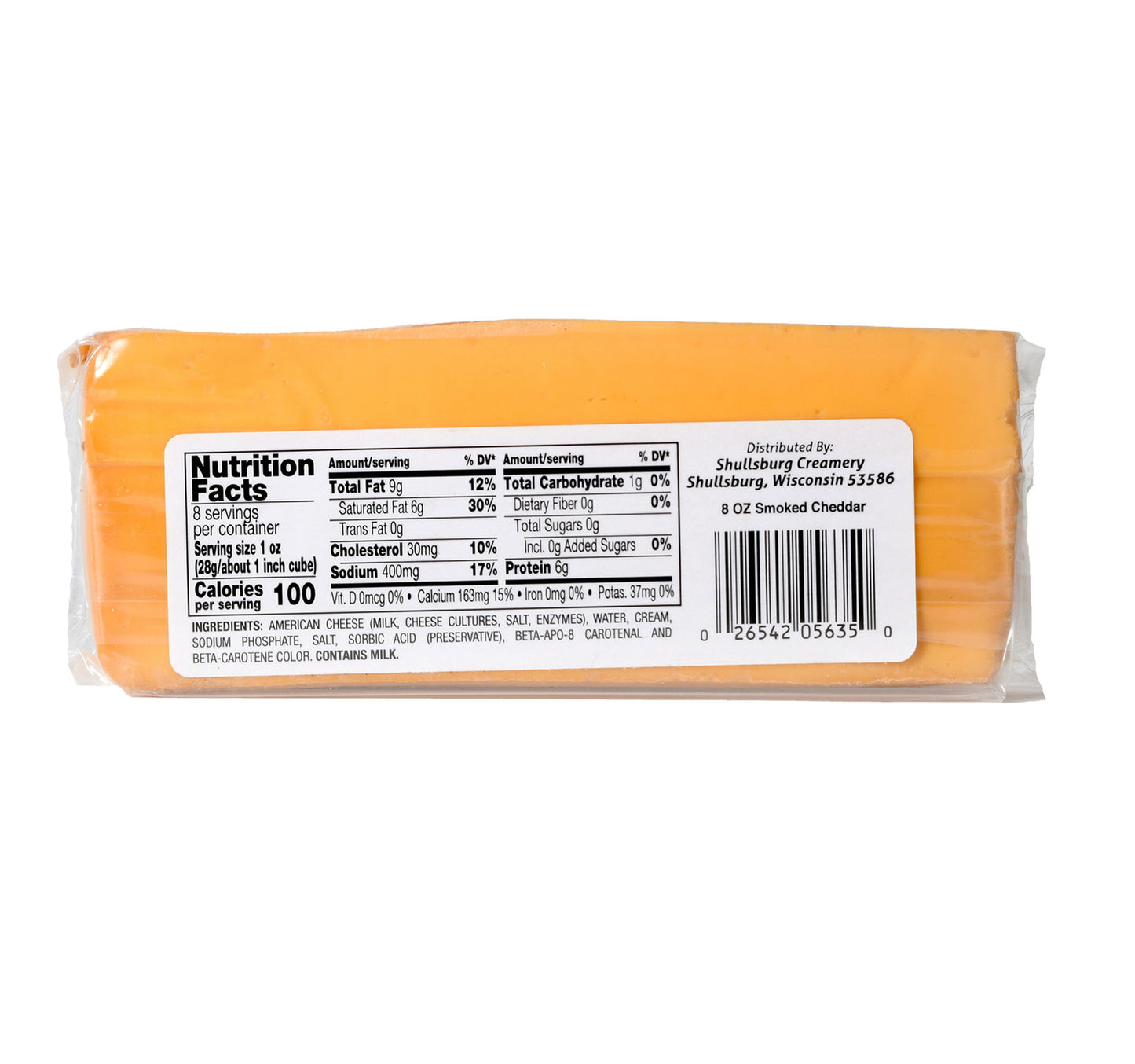 Shullsburg Creamy Natural Hickory Smoked Cheddar Retail Cheese 227 g
