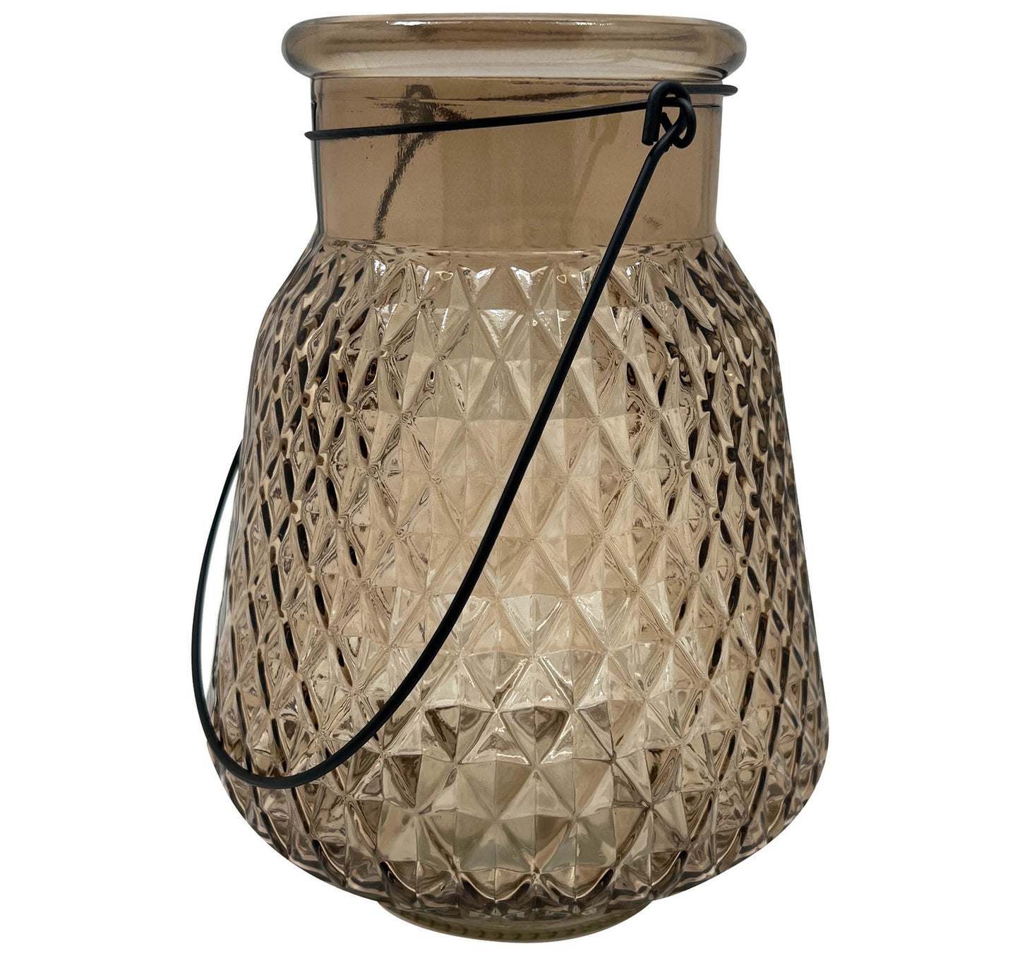 Maple Leaf Vivi Glass Lantern 20cm Brown