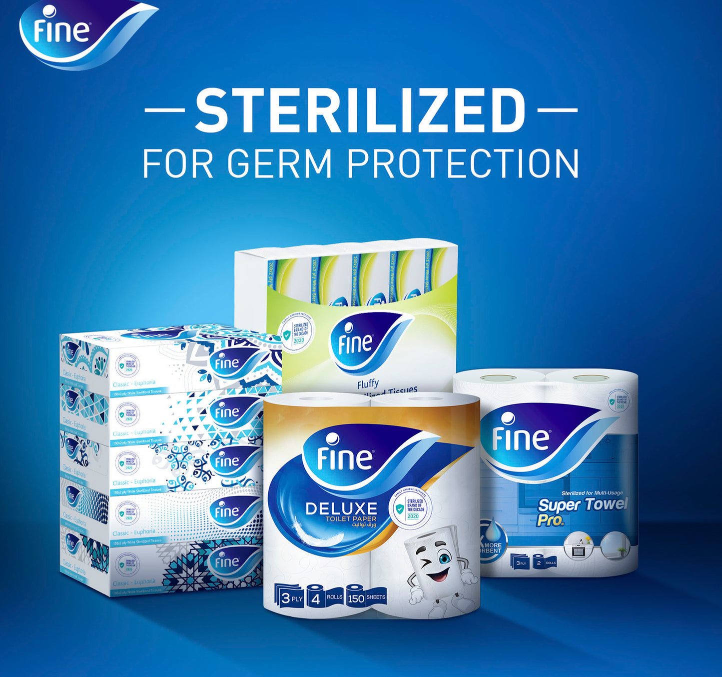 Fine Classic White Sterilized Facial Tissue 2ply 6 x 200 Sheets