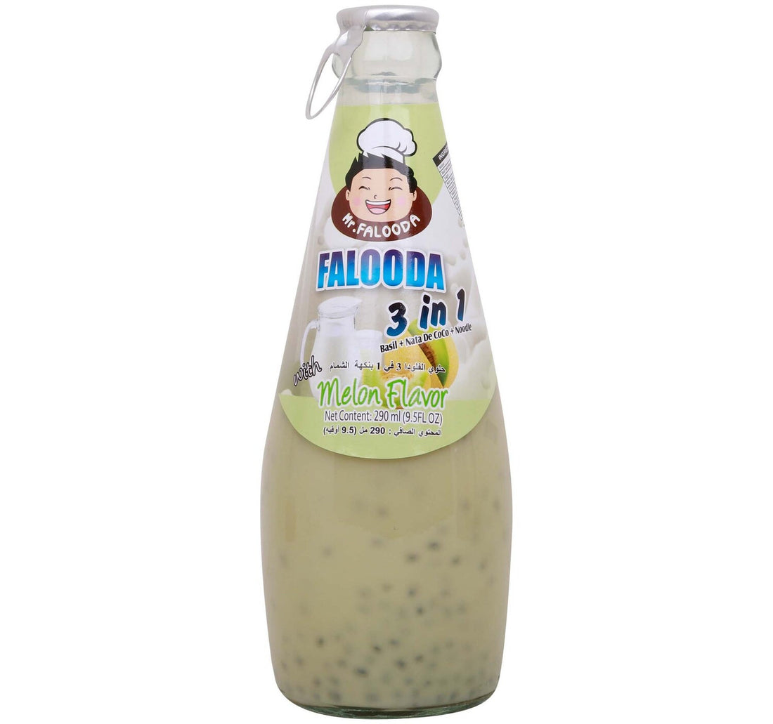 Mr.Falooda 3 in 1 Basil + Nata De Coco + Noodle with Melon Flavor 290 ml