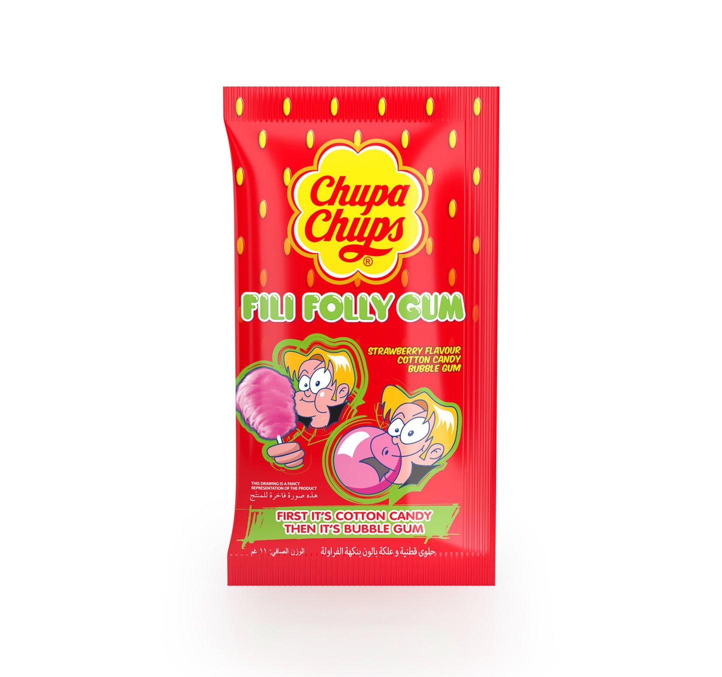 Chupa Chups Fili Folly Gum Strawberry Flavour Cotton Candy Bubble Gum 11 g