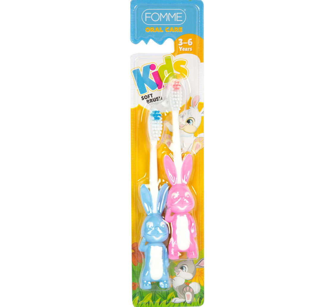 فرشاة أسنان فوم للعناية بالفم للأطفال من عمر 3 إلى 6 سنوات، قطعتين