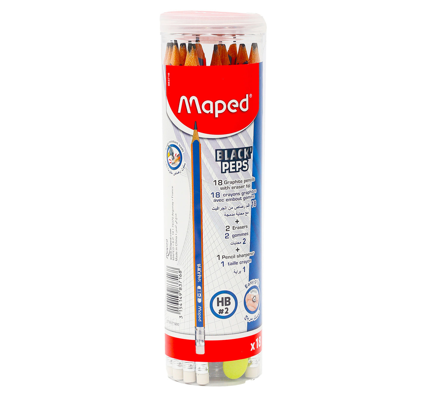 Maped HB Pencil 18 pcs + 2 Eraser + 1 Sharpener MD-983716