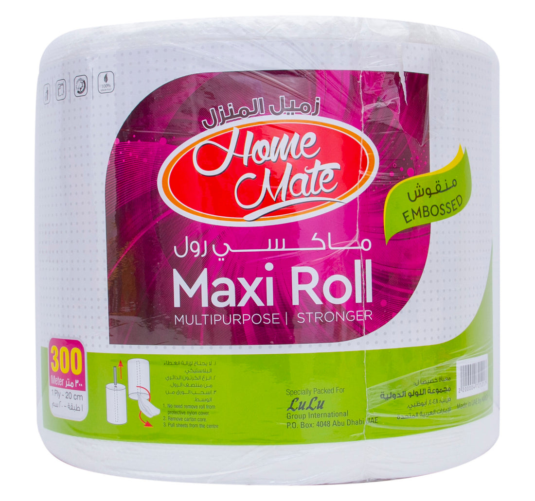 Home Mate Embossed Multipurpose Maxi Roll 1ply 300 Meter 1 Roll