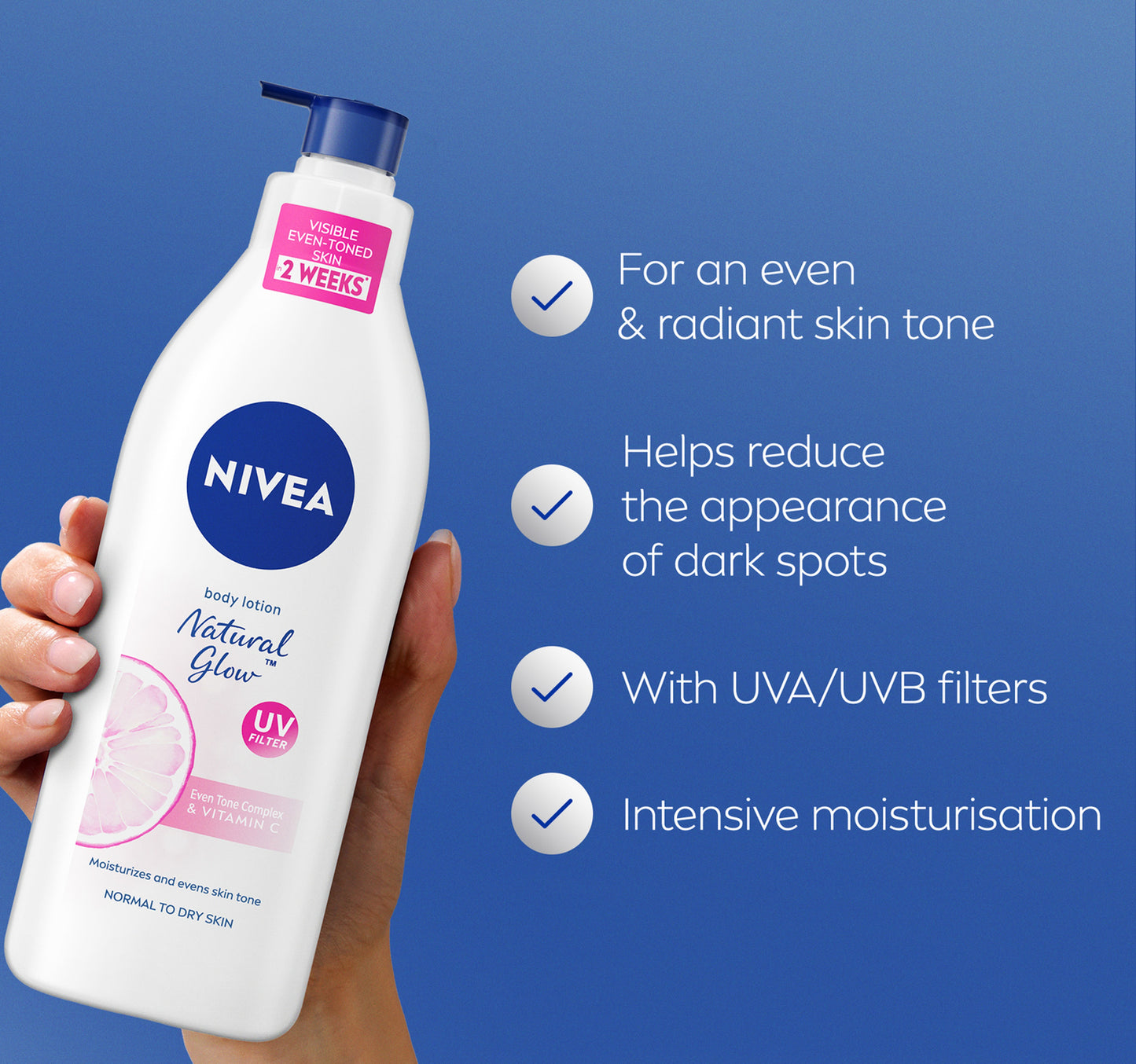 Nivea Body Lotion for Normal to Dry Skin Natural Glow with Vitamin C and UV Filter 400 ml