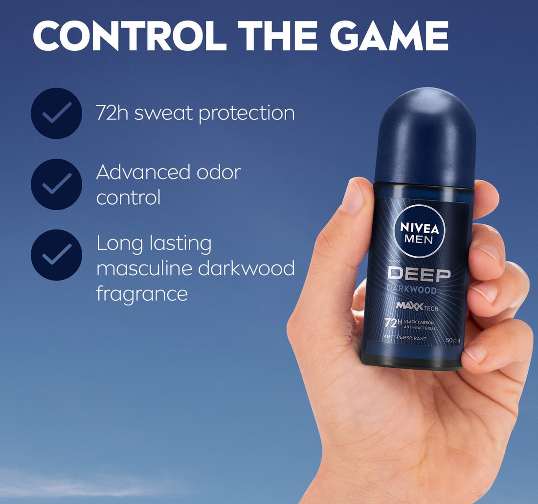 Nivea Men Deep MaxxTech Darkwood Roll-On with Black Carbon 72H Odor & Sweat Protection 50 ml
