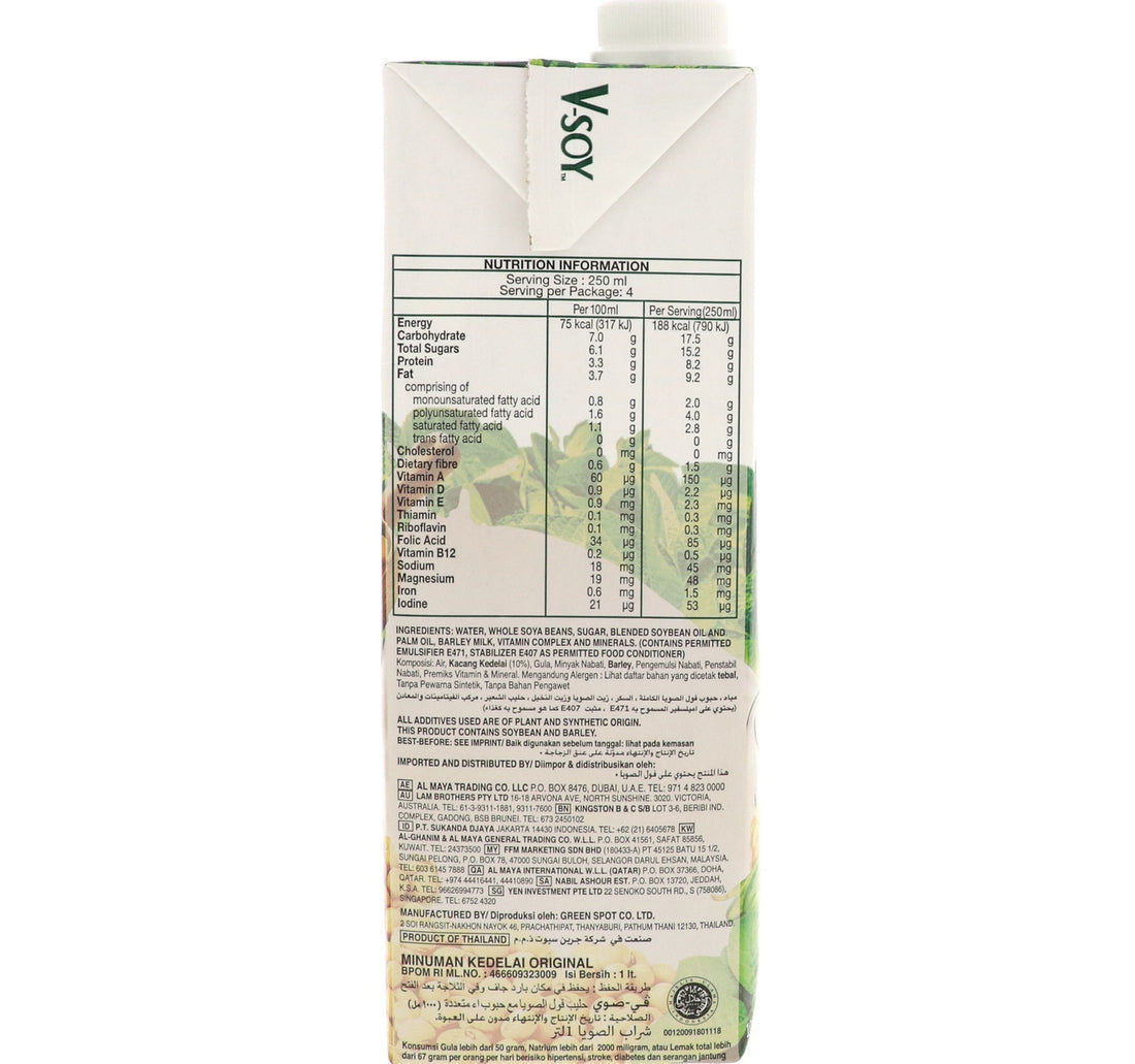 V - Soy Original Soya Bean Milk 1 Litre