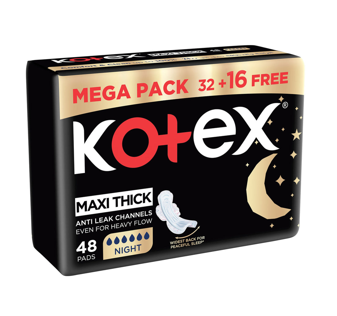 Kotex Maxi Protect Thick Overnight Protection Sanitary Pads with Wings 48 pcs