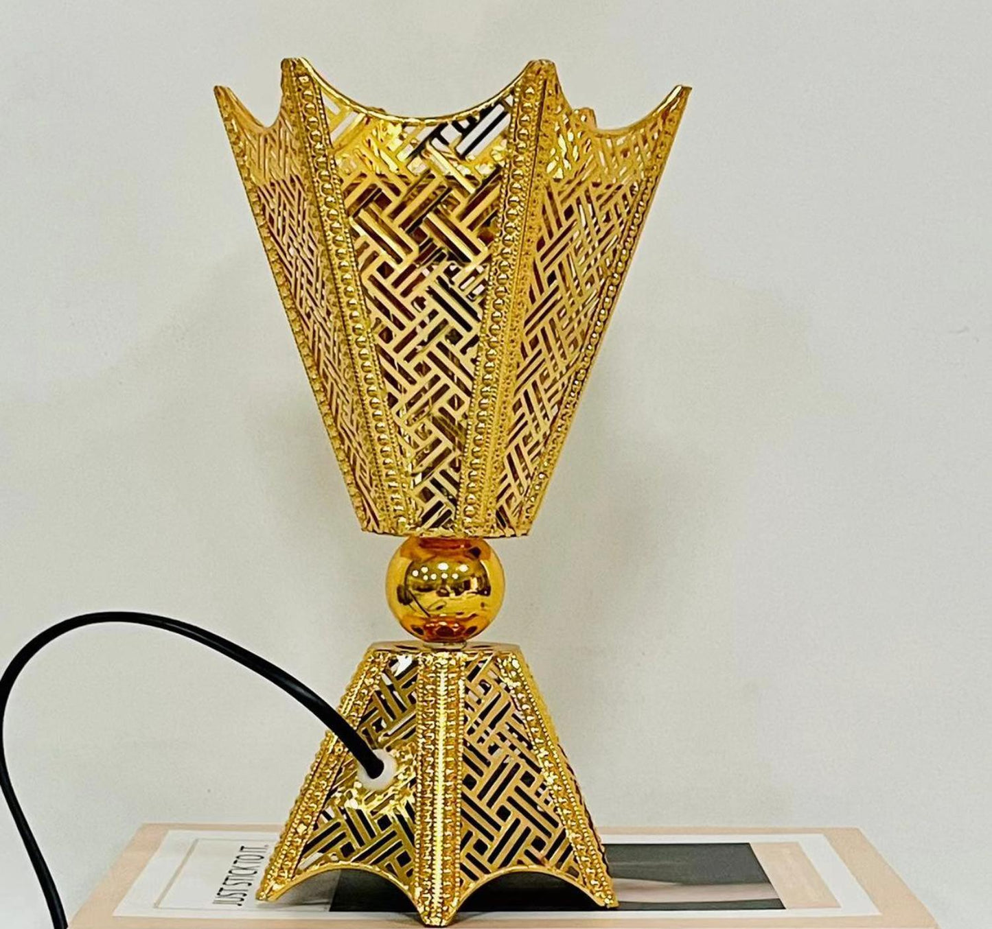 Maple Leaf Metal Incense Burner Electric 13x27cm Gold