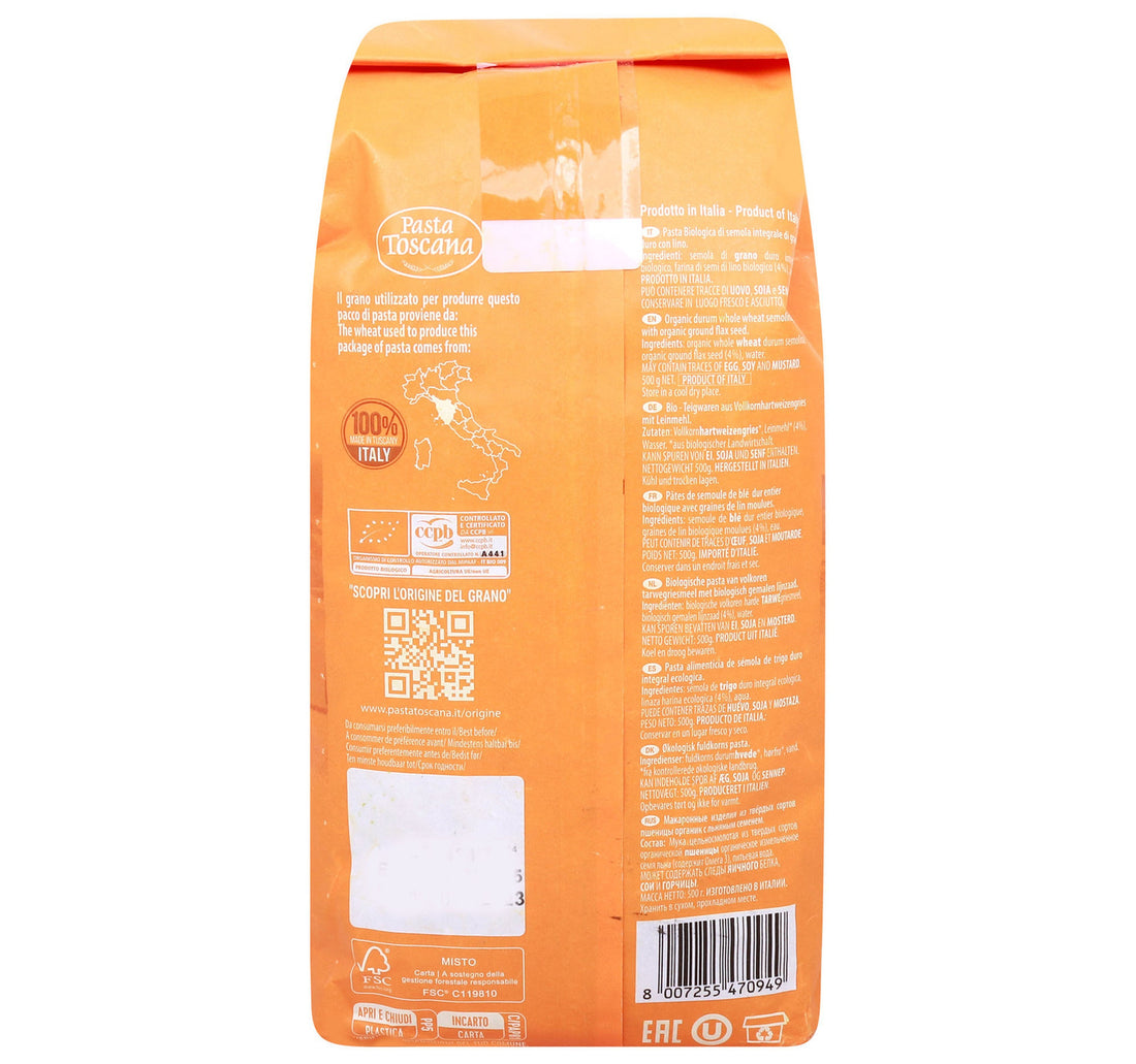 Pasta Toscana Whole Wheat Organic Tortiglioni No.94 500 g