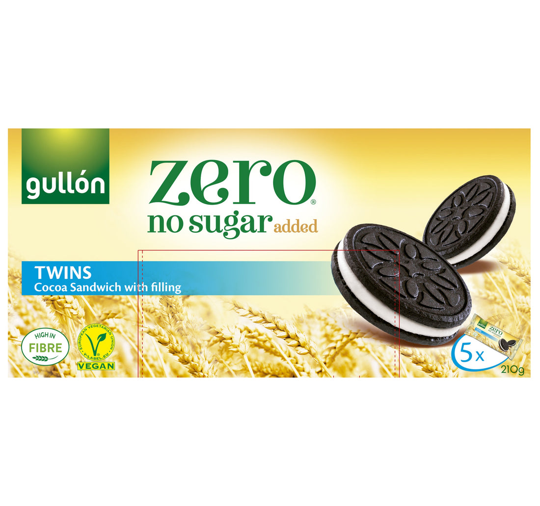 Gullon Twins Cocoa Sandwich No Sugar Added 210 g