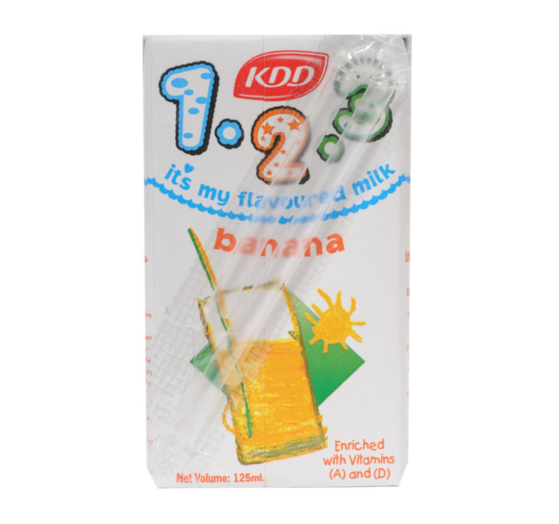 KDD 1-2-3 Banana Flavoured Long Life Low Fat Milk 6 x 125 ml