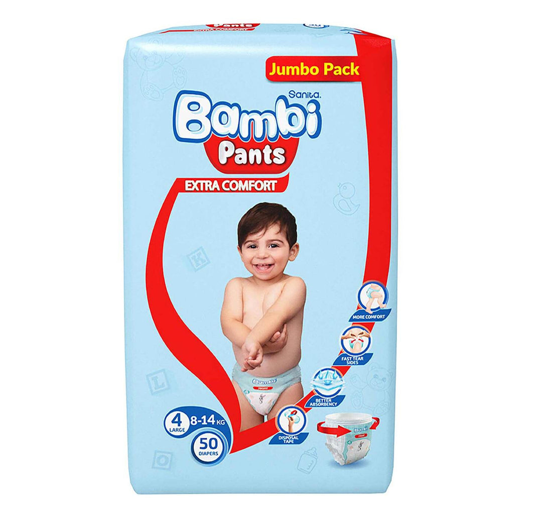 Sanita Bambi Baby Diaper Pants Size 4 Large 8-14 kg 50pcs