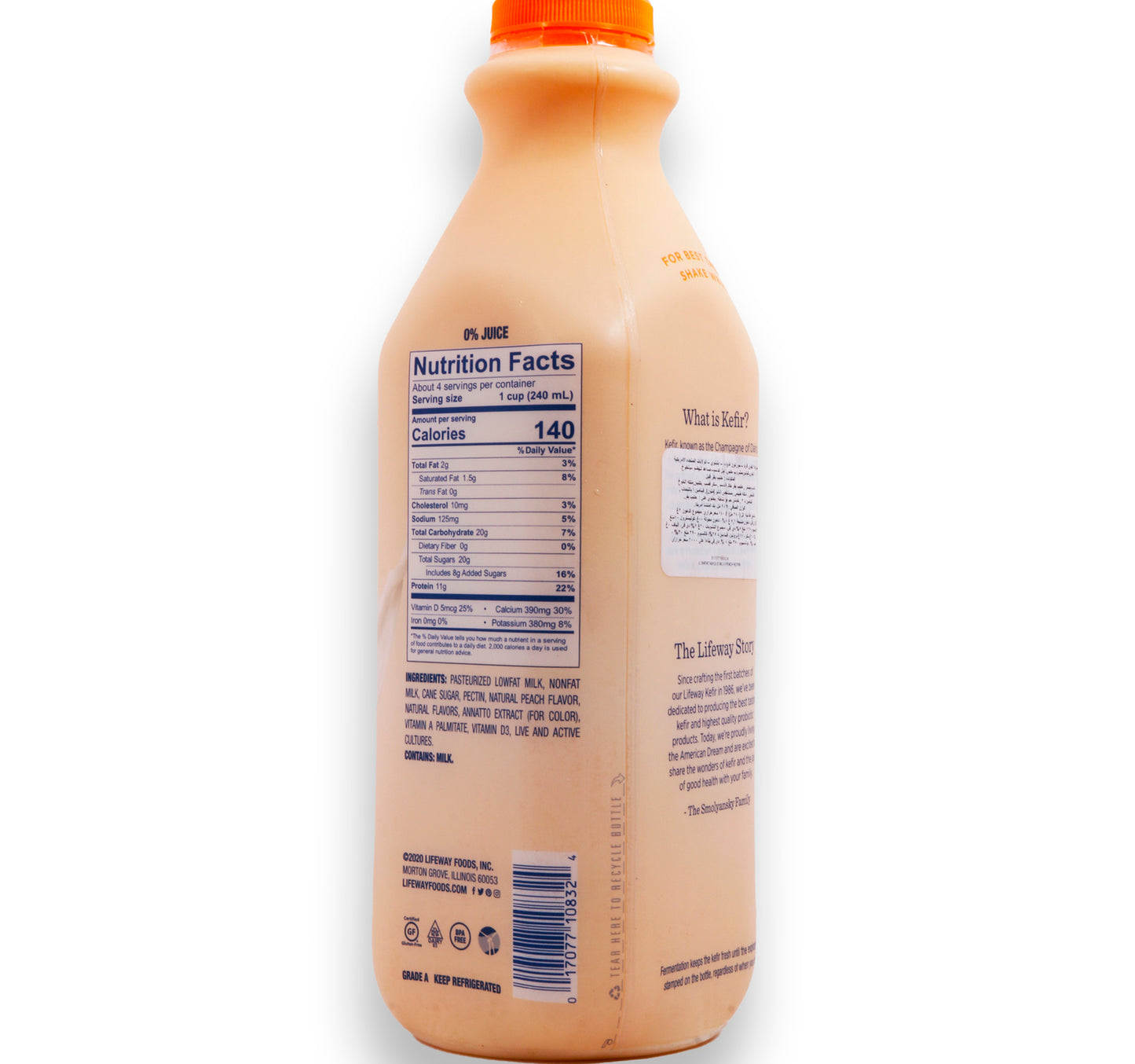 Lifeway Kefir Milk Peach Low Fat 946 ml