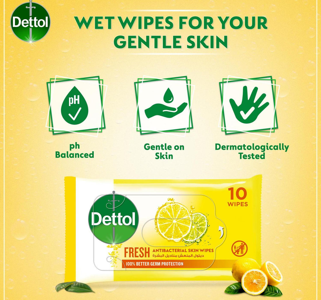 Dettol Fresh Antibacterial Skin Wipes 3 x 10 pcs
