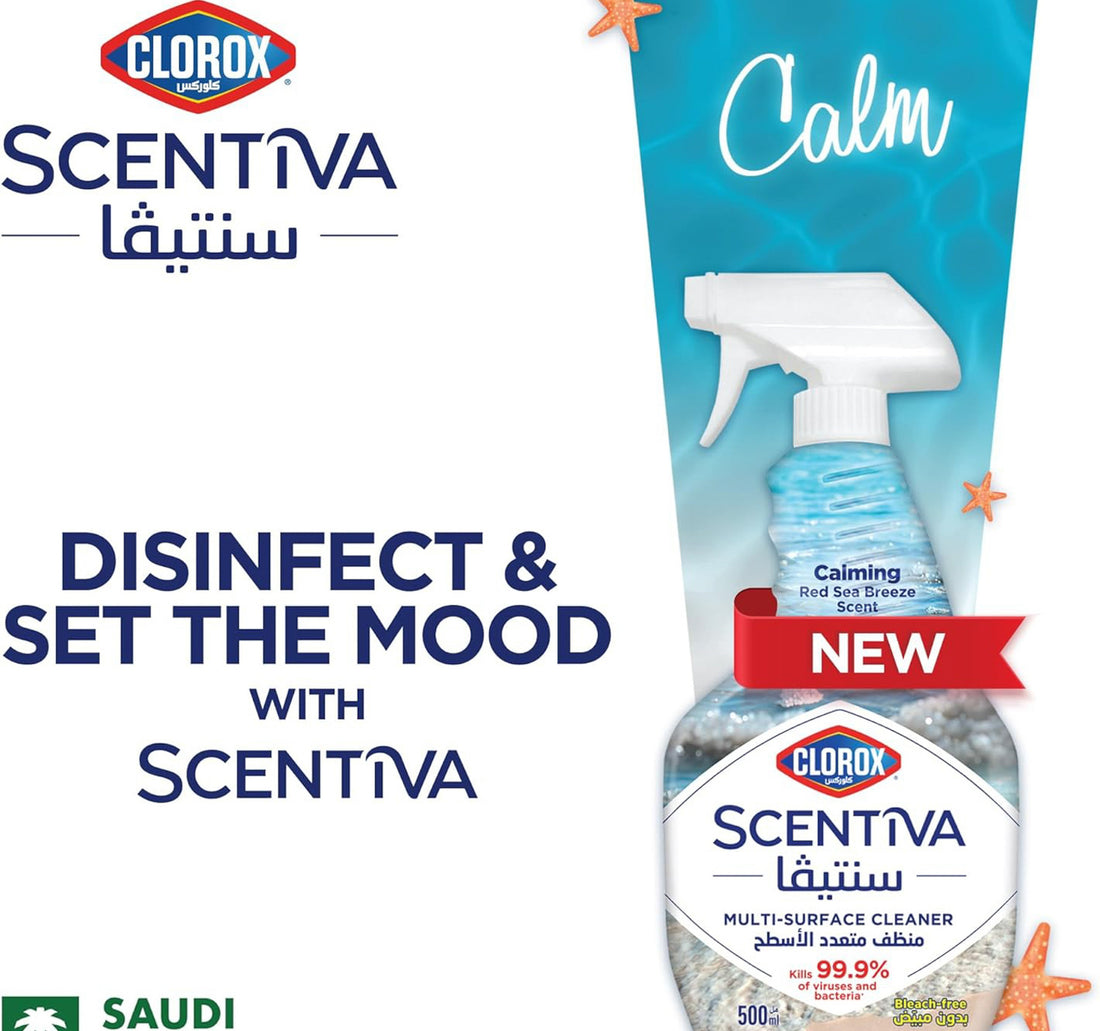 Clorox Scentiva Calming Red Sea Breeze Scent Multi-Surface Cleaner Spray Bleach Free 500 ml