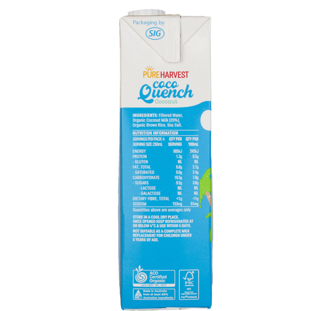 Pure Harvest Organic Coco Quench Coconut Milk Unsweetened 1 Litre