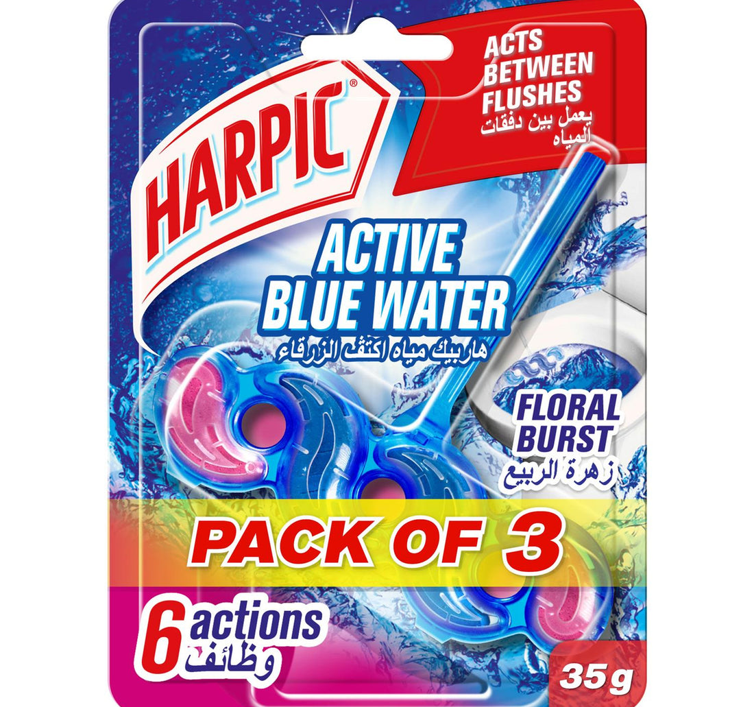 منظف المرحاض هاربيك أكتيف فريش، برائحة الزهور، عبوة اقتصادية، 3 × 35 جم