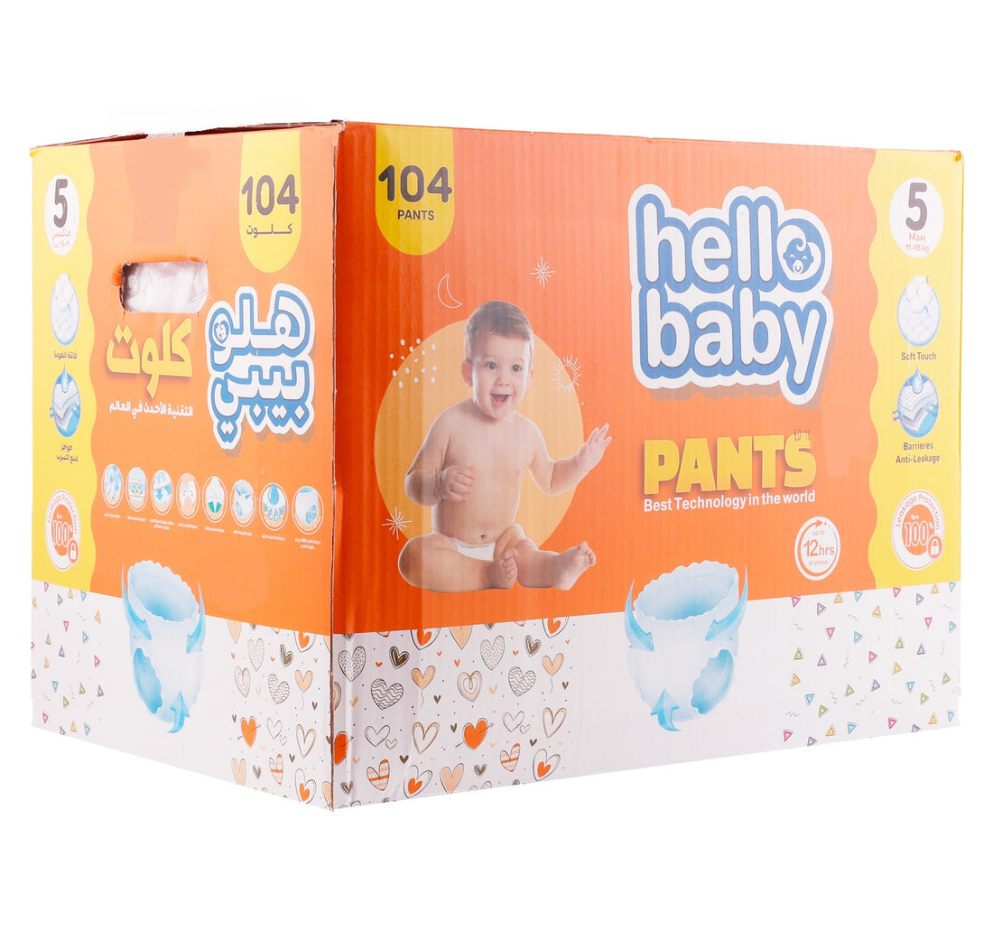 Hello Baby Diaper Pants Size 5 Maxi 11-18 kg Box 104 pcs