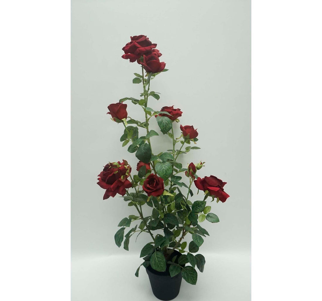 Maple Leaf Artificial Rose Plant With Pot 95cm 9145 Assorted