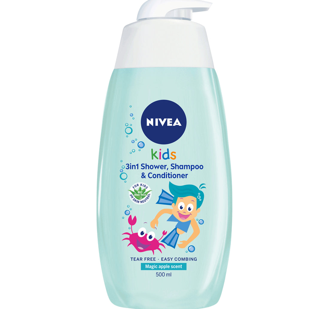 Nivea Kids 2in1 Shower Gel & Shampoo With Bio Aloe Vera & Apple Scent Tear-Free Formula 500 ml