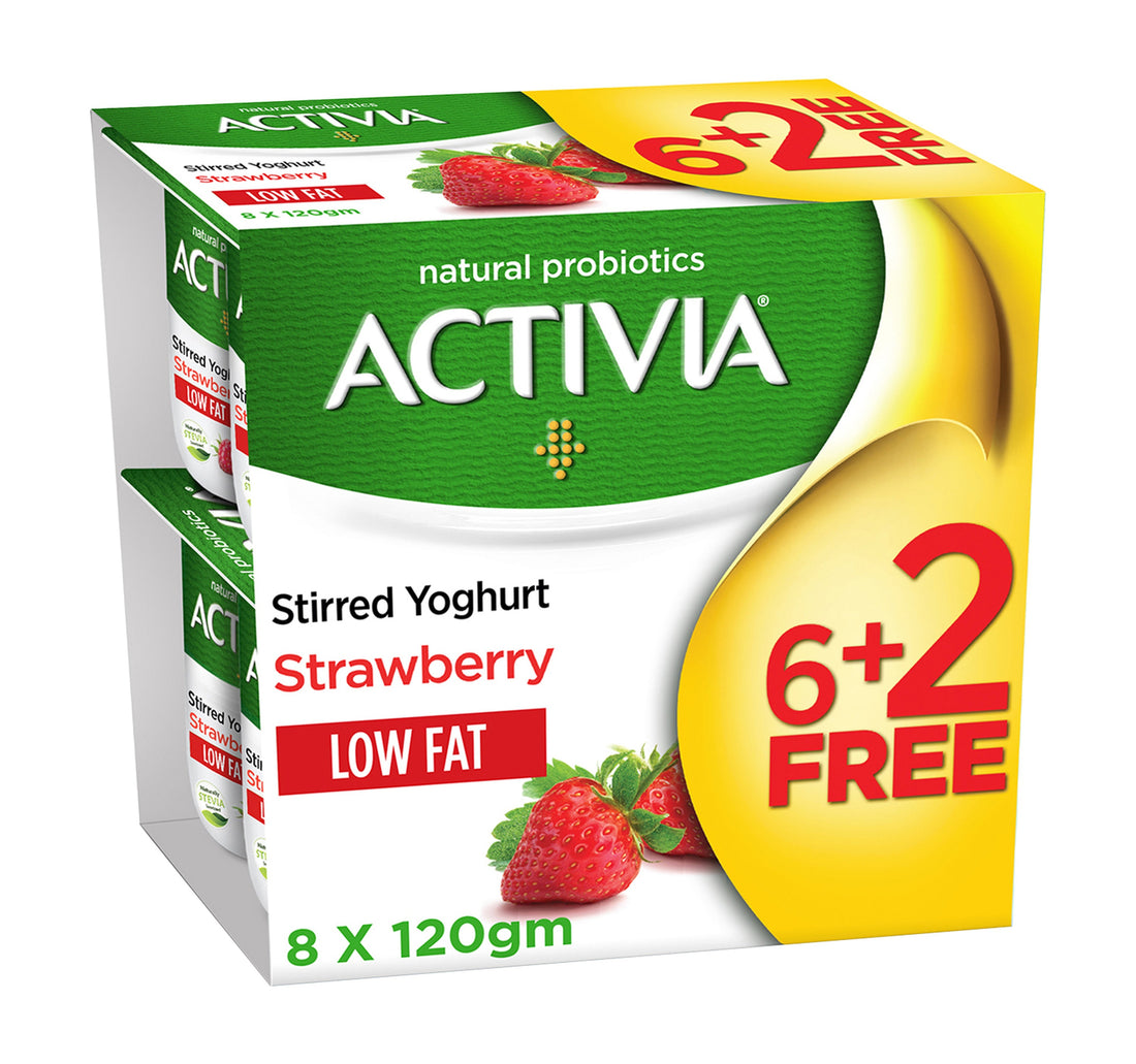 Activia Stirred Yoghurt Low Fat Strawberry Value Pack 8 x 120 g