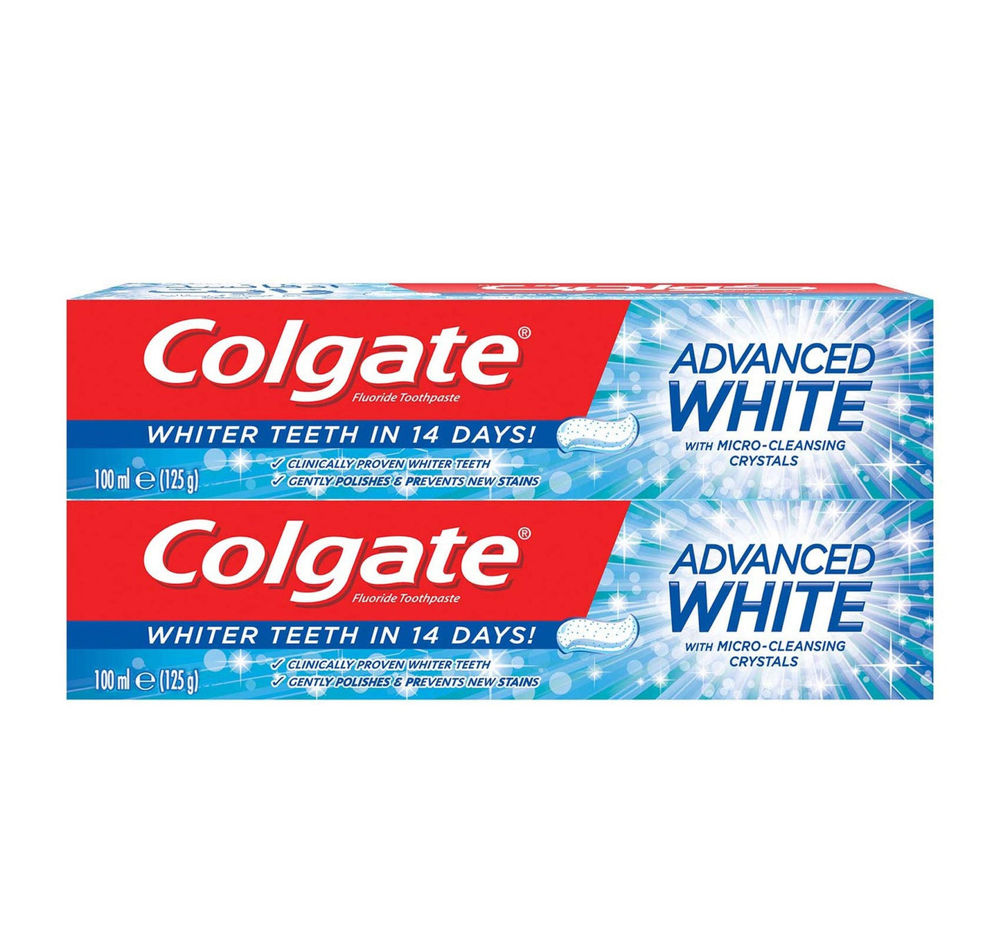 Colgate Advanced White With Micro-Cleansing Crystal Toothpaste Value Pack 2 x 100 ml