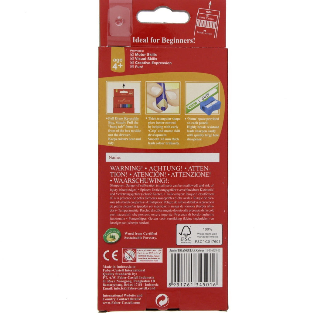 Faber-Castell Junior Triangular Extra Thick Color Pencils 10 Pieces