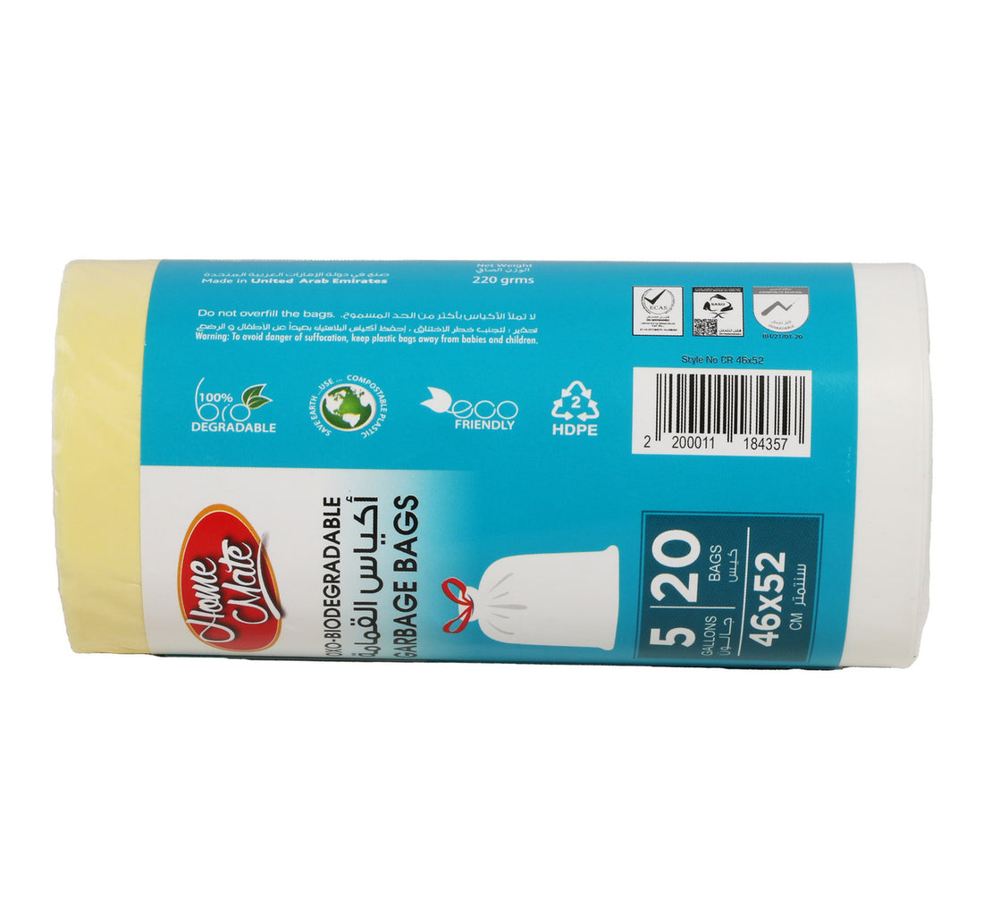 Home Mate White Drawstring Garbage Bag 5 Gallons Size 46 x 52cm 20pcs