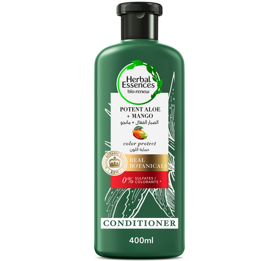 Herbal Essences Color Protect Sulfate Free Potent Aloe Vera + Mango Natural Conditioner for Dry Hair 400 ml