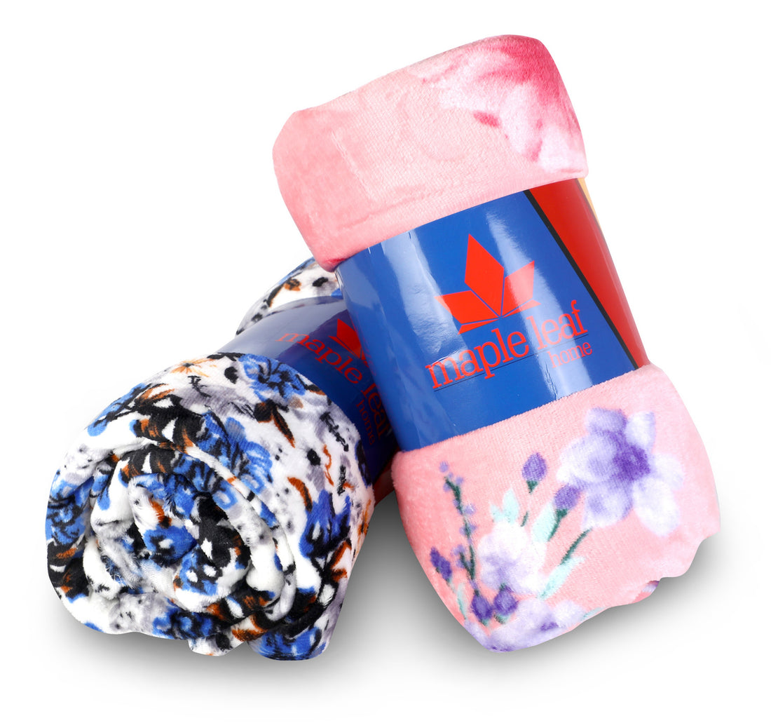 Maple Leaf Flannel Blanket Double 200x220Cm Assorted 1Pc