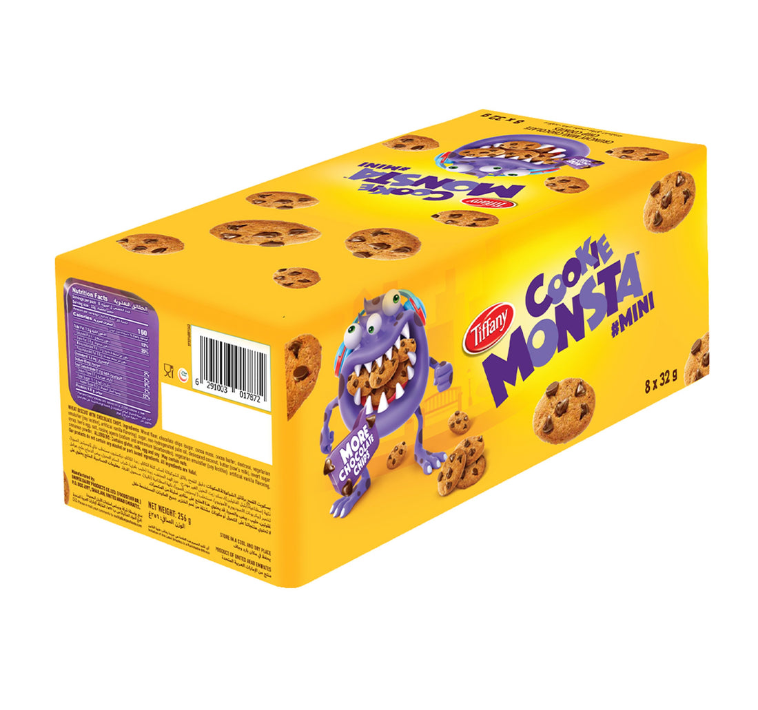 Tiffany Cookie Monsta Mini Chocolate Chip Cookies 8 x 32 g