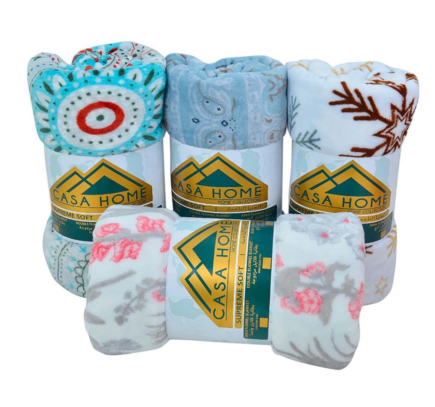 Casa Home Flannel Blanket 200x220cm Assorted Colors & Designs Per pc