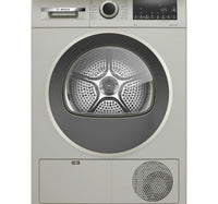 Bosch Series 4 Front Load Heat Pump Tumble Dryer, 9 kg, Silver Inox, WQG2410XGC