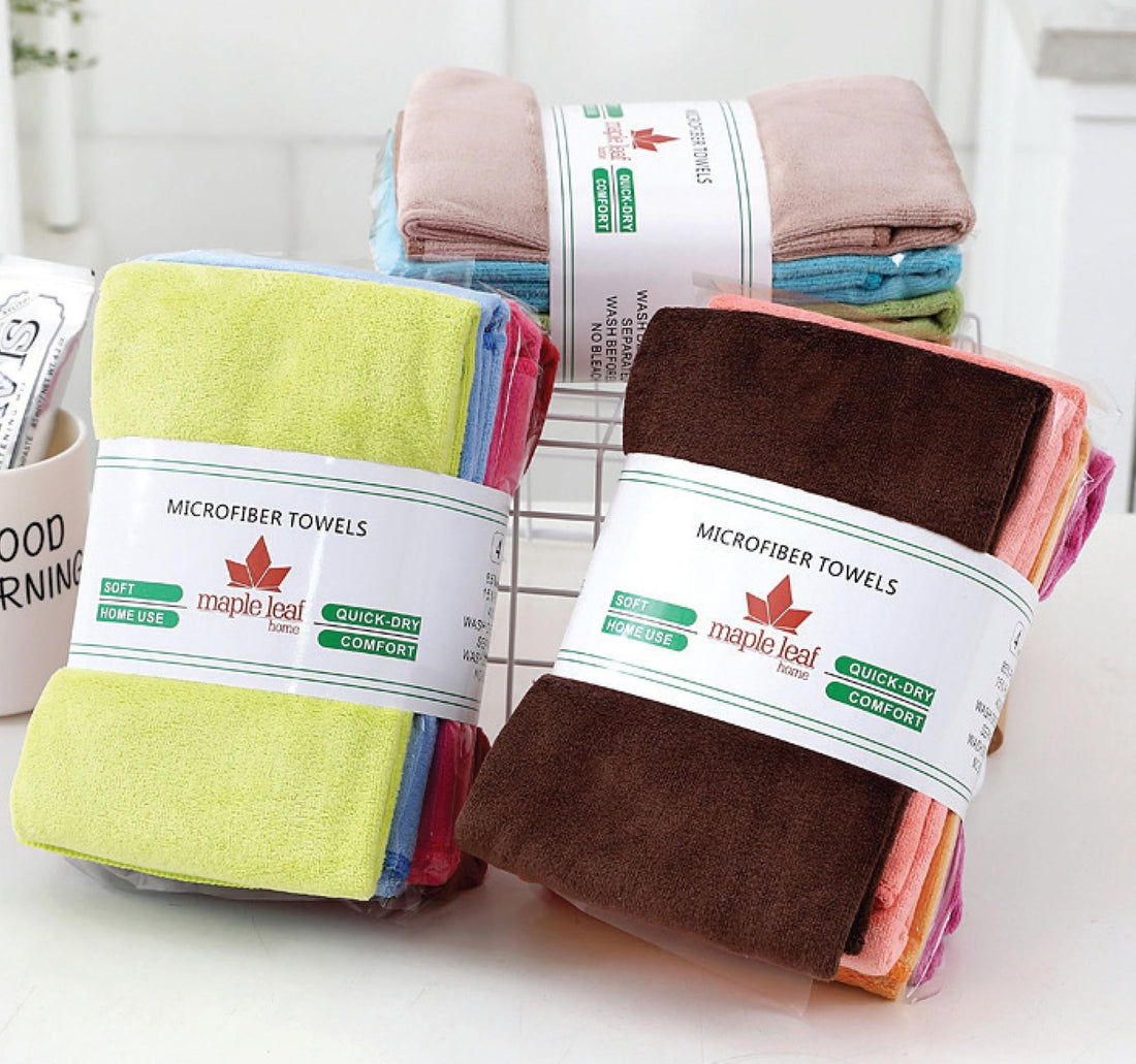 Maple Leaf Micro Fiber Hand Towel, 4 pcs, 40 x 60 cm, Assorted, 7386-A