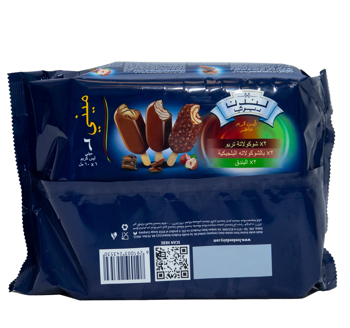London Dairy Mini Ice Cream Stick (Chocolate Trio+Hazelnut+Belgian Chocolate) 6 x 60 ml